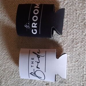 Bride & groom koozie set